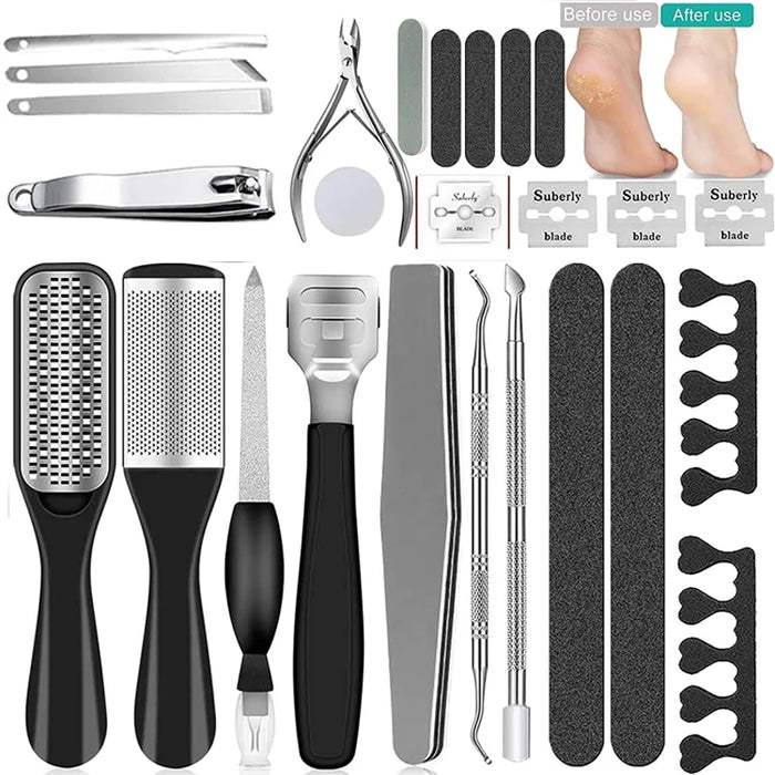 25 in 1 Professional Pedicure Kit Professional Pedicure Tools Set-Foot Rasp Foot Dead Skin Remover for Home&Salon Care Tools Set