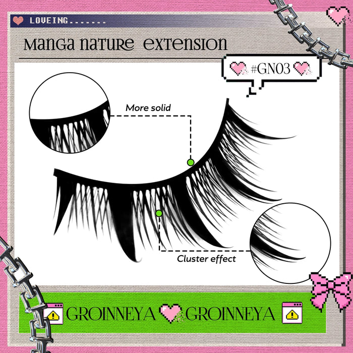 GROINNEYA Manga Lashes 5/7/9/20 Pairs 3D Mink Lashes Natural Eyelashes Soft Cross Wispy False Eyelashes Eyelash Extension