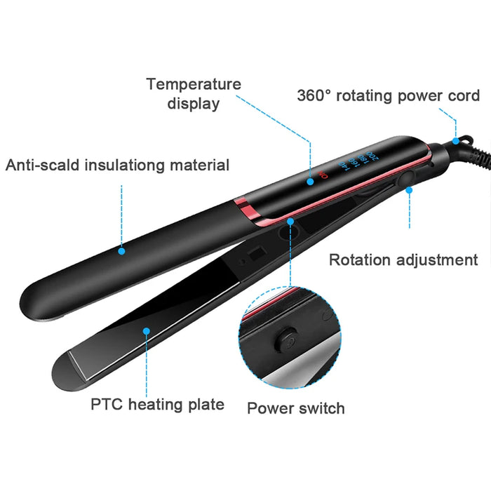 Professional Hair Straightener Ceramic Ionic Fast Heat-Up Hair Flat Iron Negative Ion  Iron Lcd Display Hair Straightener