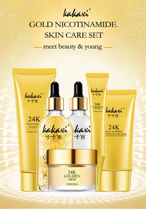 24K Gold Nicotinamide Skin Care Set Moisturizing Skin Face Essence Face Cream Remove Dark Circles Eye Cream Exquisite Gift Box