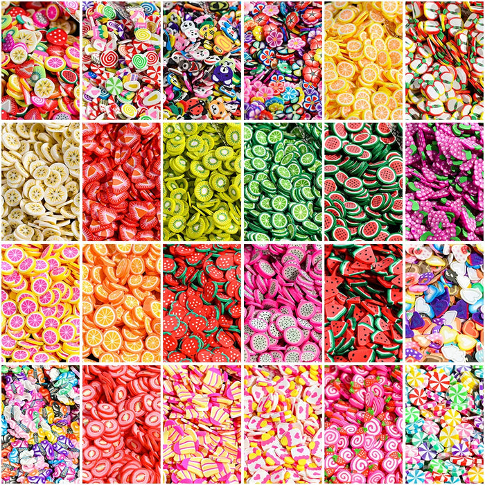 1000pcs Mixed 3D Fruit Slices Nail Charms Polymer Clay DIY Designs Slice Lemon Nail Art Decor Soft Clay Polish Manicure Supplies