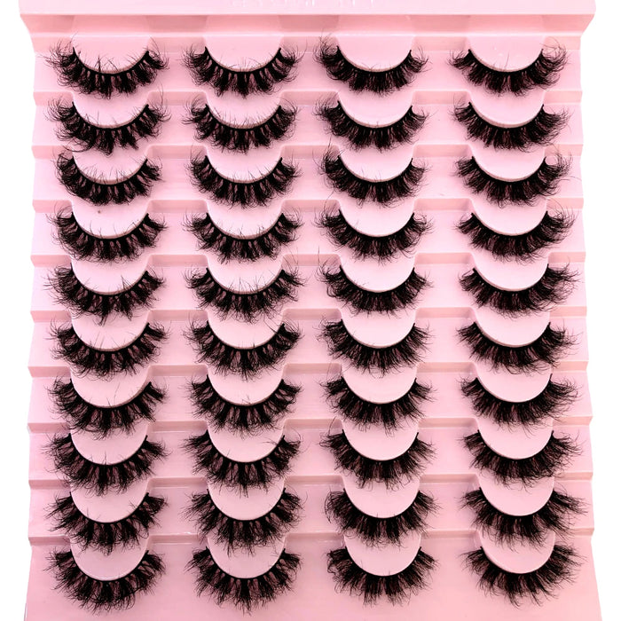 HBZGTLAD 20 Pairs Fluffy 3d Mink Lashes Natural Eyelash Extension Mink False Eyelashes Cilios Faux Cils Makeup Tool Thick Lashes