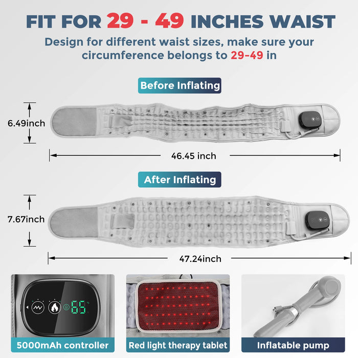 Inflatable Waist Massager Heated Vibration Massage Back Airbag Support Belt Lumbar Protect Brace Blood Circulation Muscle Relax