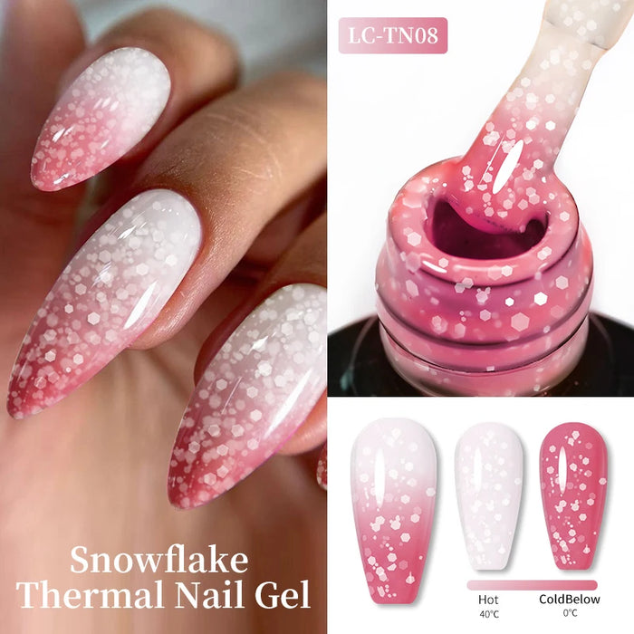 LILYCUTE Thermal Gel Nail Polish Nude Pink Winter Grey Gradient Temperature Color Changing Long Lasting Nail Art Gel Varnish