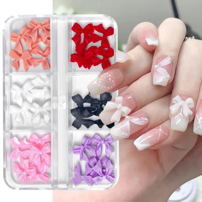 6Grids Acrylic Flower 3D Nail Art Decorations Resin Charms Gold Beads Caviar Pearl Mixed Rhinestones Accessories Manicure