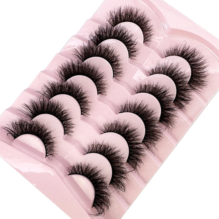 Mink Lashes Natural Look False Eyelashes Wispy Cat Eye Lashes Fluffy 3D Mink Lashes Natural Fake Lashes Strip Lashes Pack 7Pairs