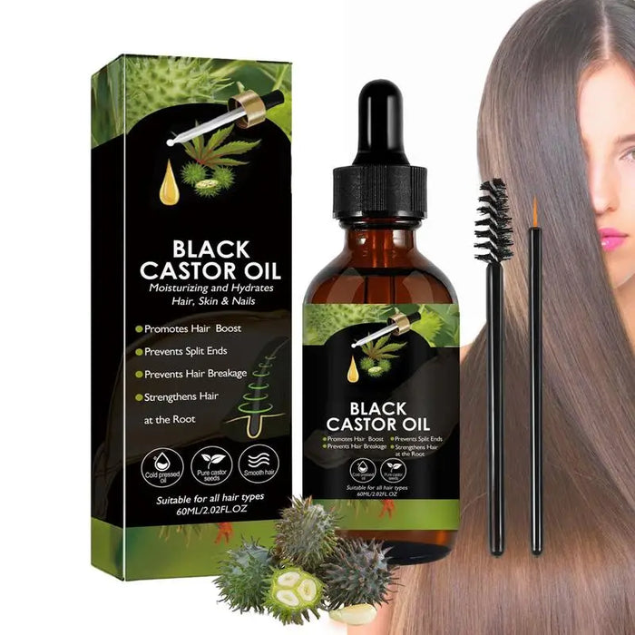 Black Castor Oil for Hair 60ml Moisturizing Hair Oil Care Liquid Jamaican Black Castor Hair Oil Gentle Natural Hair Growth Oil