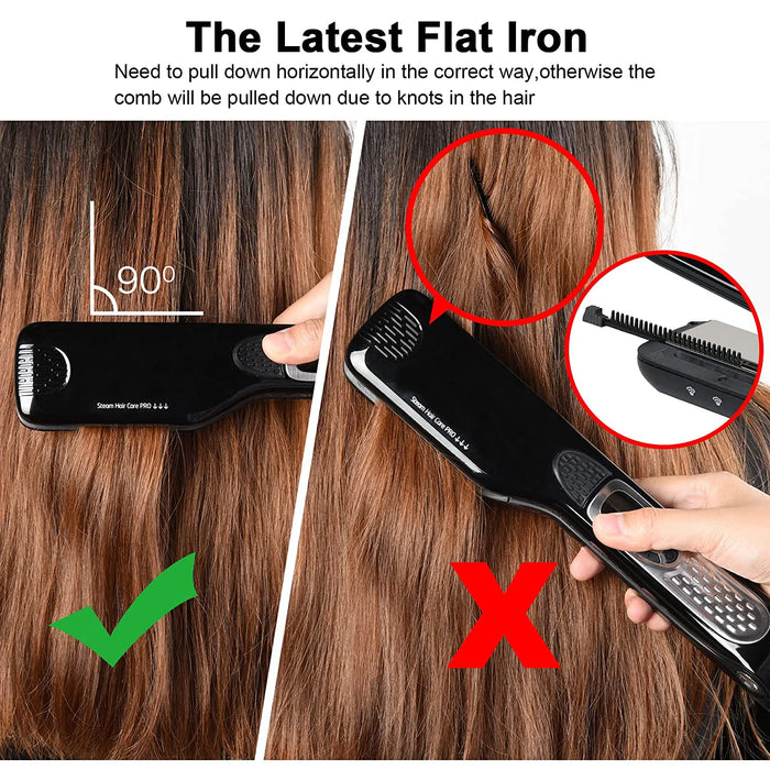 Electric Steam Hair Straightener Professional Ceramic Wide Hair Curling Flat Iron Hair Plates Lcd Display Hot Comb Straightening