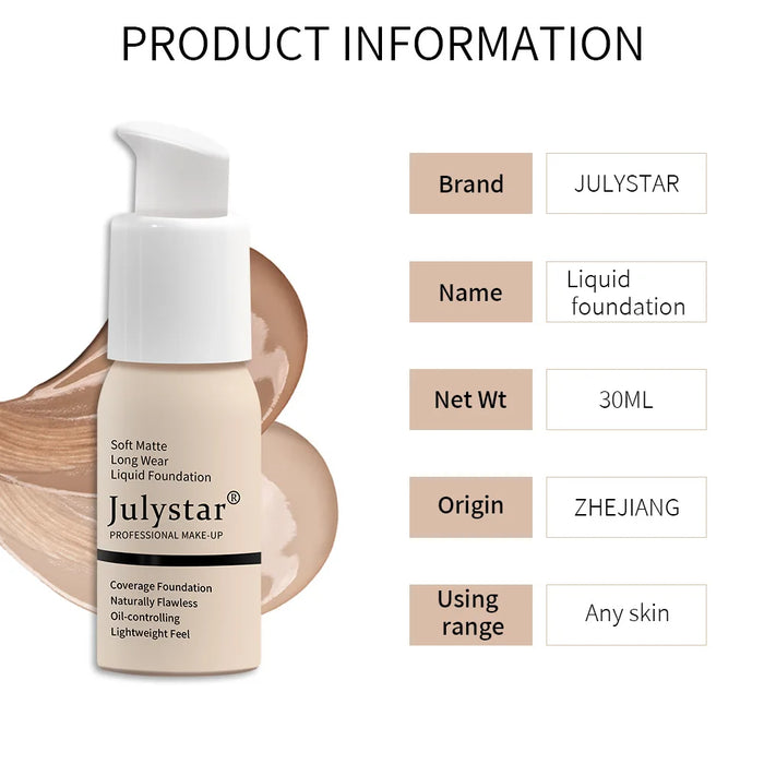 Julystar 10 Colours Matte Moisturising Finishing Foundation Waterproof Long Lasting No Makeup Removal Face Concealer Powder