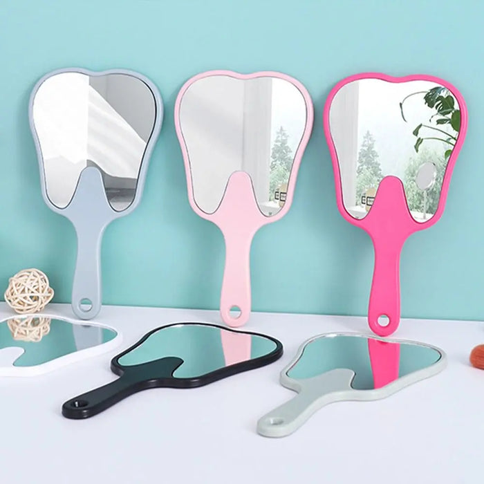 Tooth Shaped Handheld Mirror Practical PVC High Definition Dental Mirrors Makeup Mirror Gift