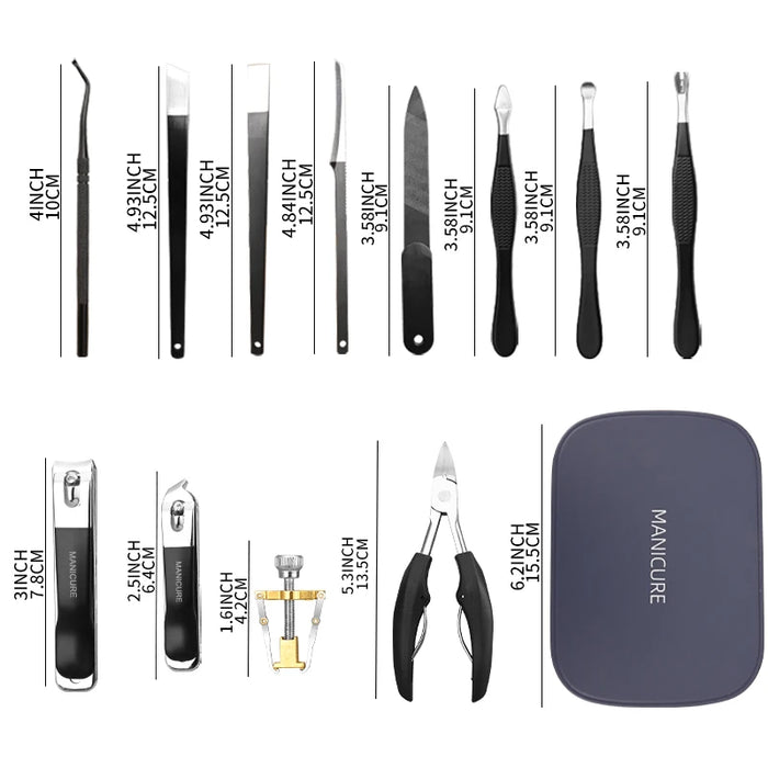 12-piece set, high-end nail clipper set, exquisite home original sharp nail clipper box for women and men pedicure knife tools