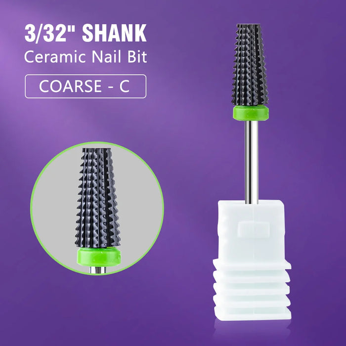 Black 5 in 1 Ceramic Nail Drill Bit For Electric Drill Machine 3/32" Shank Milling Cutter Fast remove Acrylic or Hard Gel