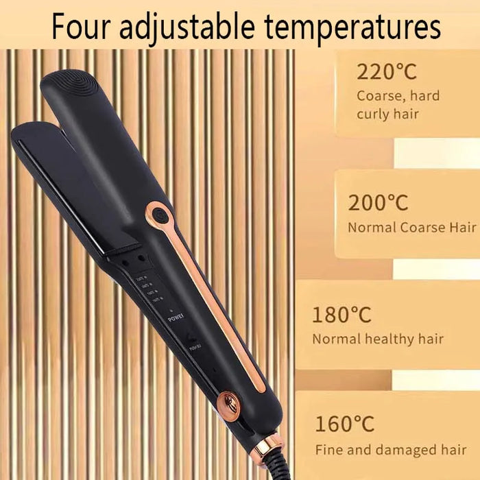 Hair Straightener Fast Ptc Instant  Heating Ceramic Plate Flat Iron Adjustable Temperature 2 In 1 Straight Curler Styling Tool