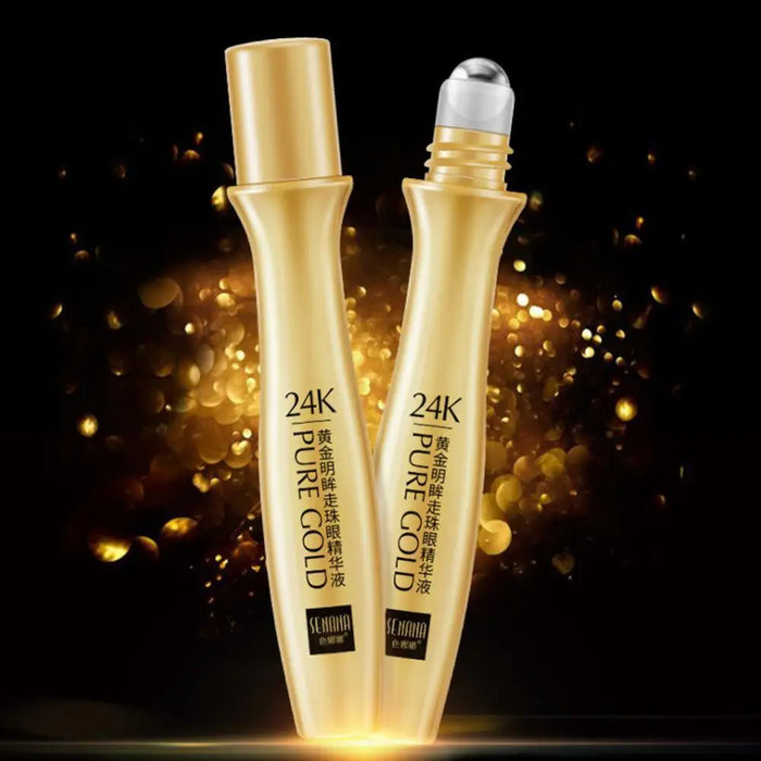 24K Gold Bright Eye Roller Eye Cream Hydrating Moisturizing Eye Serum Eye Care Dark Circles Removal Anti 15ml L2P8