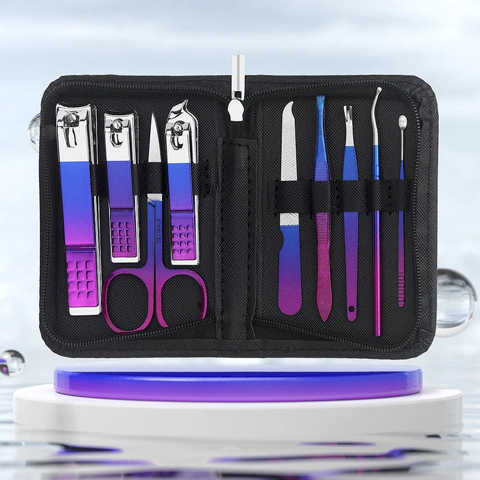 9/18 pcs Gradient Color Nail Clippers Manicure and Pedicure Tool Set - Includes Cuticle Nippers and Cutter Kit - Portable Groom