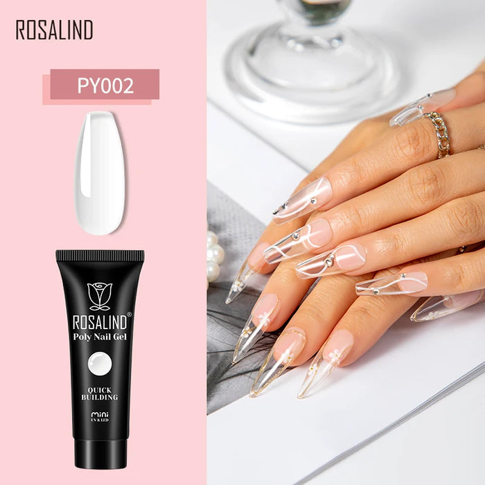 Rosalind Clear White Poly Nail Gel UV Builder Acrylic Liquid Quick Extension Nail Art Tip Glitter Poly Crystal Gel Top Base Coat