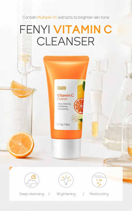 Vitamin C Facial Cleanser Skin Cleansing Moisturizing Anti Acne Blackhead Remove Skincare Face Wash Foam Face Cleanser Skin Care