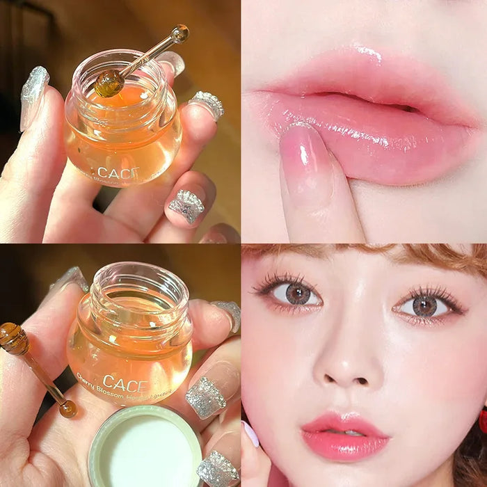 Moisturizing Lip Balm Lip Mask Lips Care Makeup Honey Peach Anti-Cracking Fades Lips Lines Lipsticks Base Makeup Jelly Lip Balm