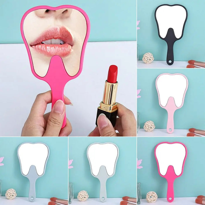 Tooth Shaped Handheld Mirror Practical PVC High Definition Dental Mirrors Makeup Mirror Gift