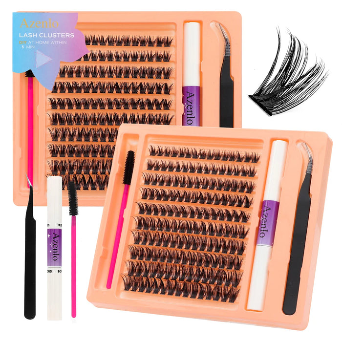 150pcs DIY Eyelash Extension Kit 80P Cluster False Eyeashes Individual Lashes Wispy Fluffy Lash Extension Kit Applicator Tools