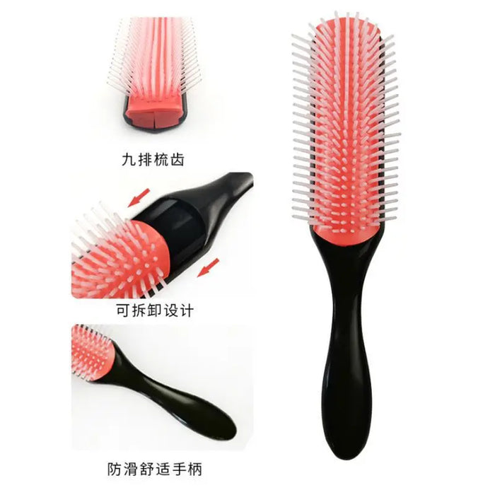 9-Rows Detangling Hair Brush Detangler Hairbrush Scalp Massager Straight Curly Wet Hair Comb Hair Styling Tools