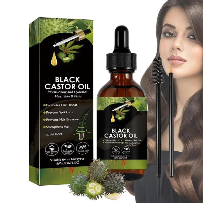 Black Castor Oil for Hair 60ml Moisturizing Hair Oil Care Liquid Jamaican Black Castor Hair Oil Gentle Natural Hair Growth Oil