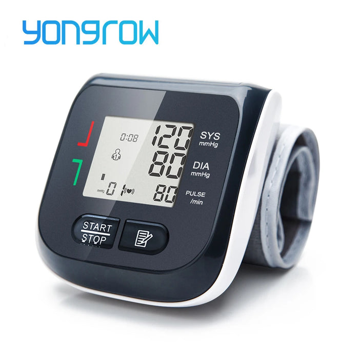 Yongrow Medical Digital Wrist Blood Pressure Monitor Heart Rate Pulse Meter Measure Sphygmomanometer PR