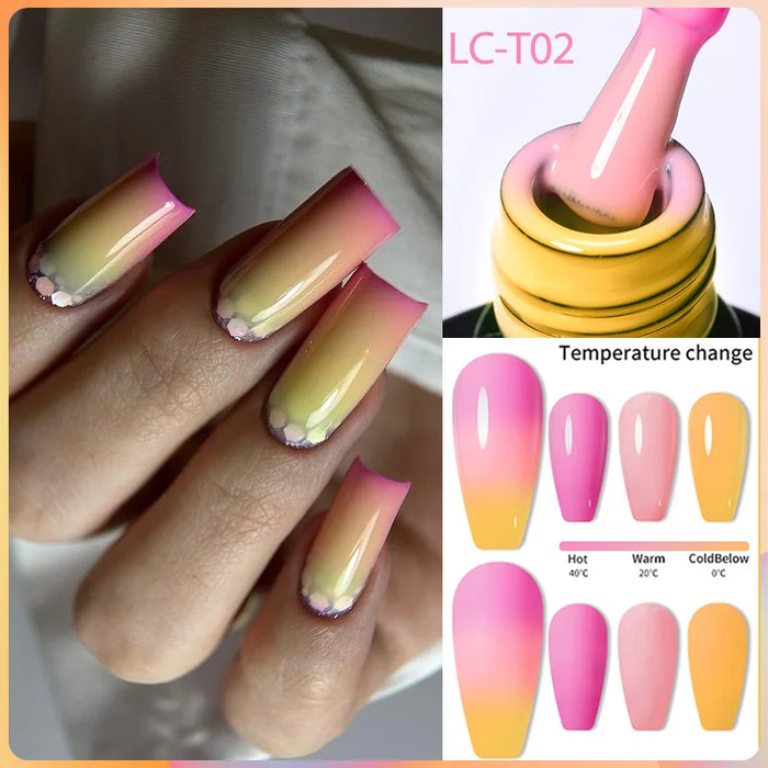 LILYCUTE Thermal Gel Nail Polish Nude Pink Winter Grey Gradient Temperature Color Changing Long Lasting Nail Art Gel Varnish