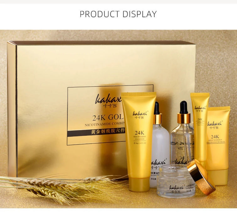 24K Gold Nicotinamide Skin Care Set Moisturizing Skin Face Essence Face Cream Remove Dark Circles Eye Cream Exquisite Gift Box