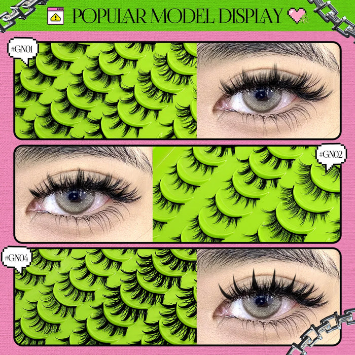 GROINNEYA Manga Lashes 5/7/9/20 Pairs 3D Mink Lashes Natural Eyelashes Soft Cross Wispy False Eyelashes Eyelash Extension