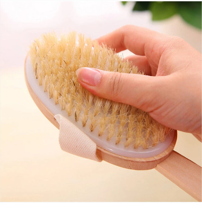 Wet and Dry Body Brush Exfoliator with Soft Bristles Body Scrub Brush for Cellulite and Lymphatic Bath Shower Skin Care Tool