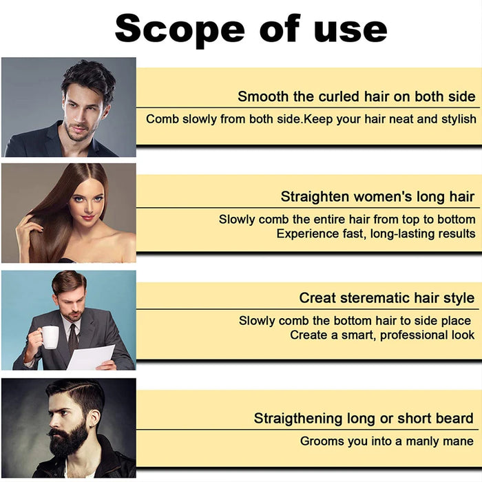 Hot Comb Straightener Electric Negative Ion Heating Comb For Men Beard Hair Straightening Brush Wet Dry Use Quick Hair Styler