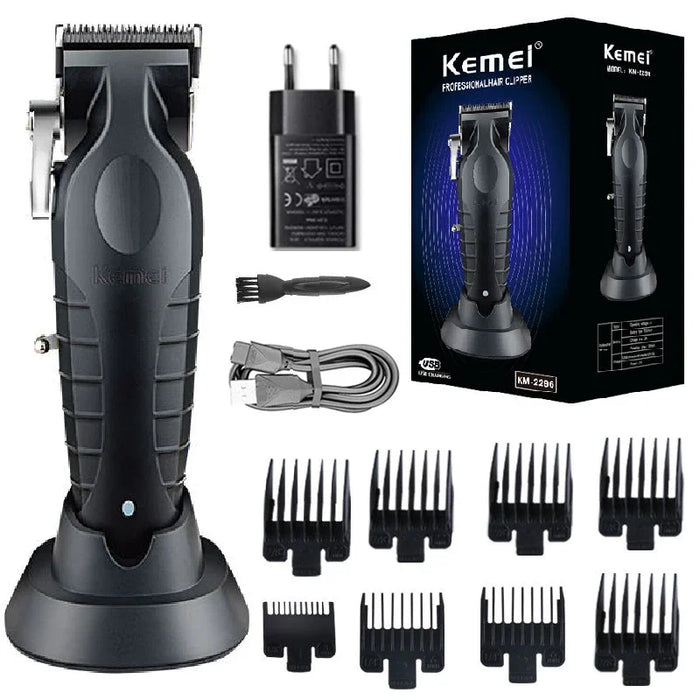 Kemei Barber Hair Cut Machine Cordless Hair Trimmer Professional Rechargeable Electric Hair Clippers With Charging Base