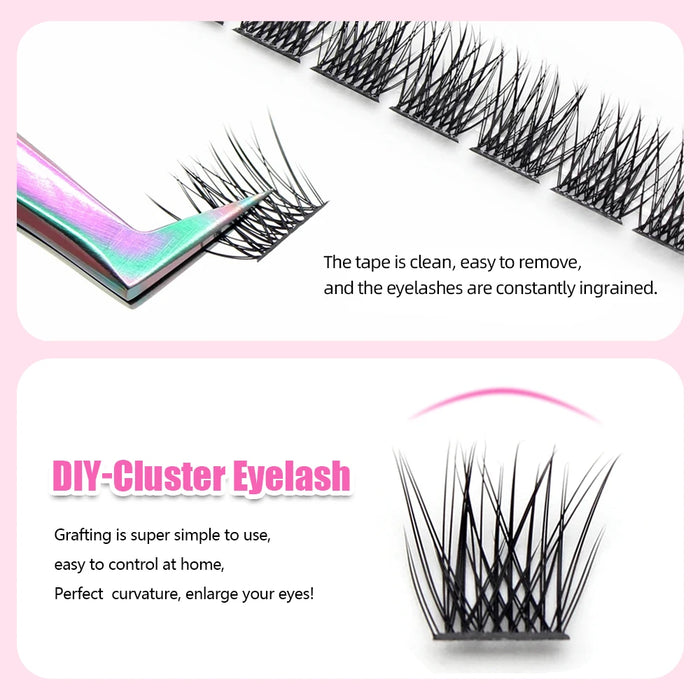 YUANZHIJIE 144pcs/case 100% Handmade DIY Lashes Extension 8-16mm Mix Length Eyelashes  Segmented Eyelashes Bundle Lash