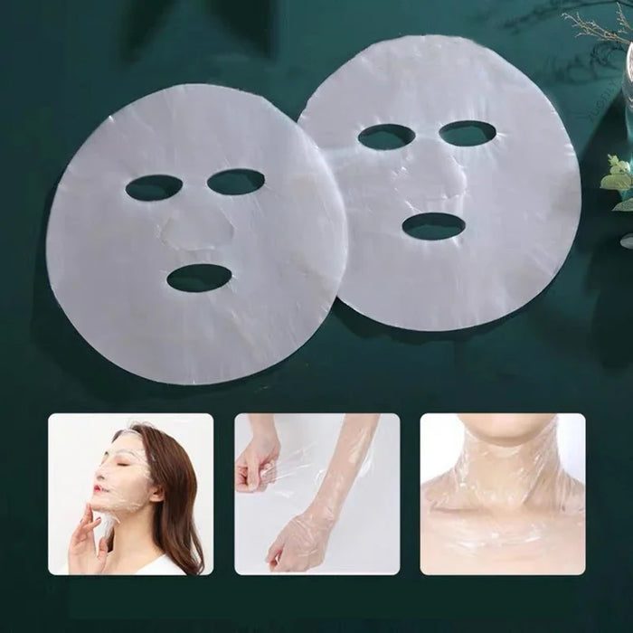 100Pcs Face Plastic Film Full Face Cleaner Mask Neck Stickers Paper Disposable Transparent PE Masks Wrap Facial Beauty Skin Care