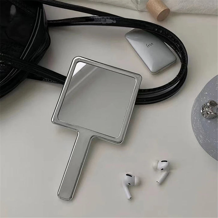 Ins Liquid Shape Square Mirror Mini Hand-held Desktop Cosmetic Makeup Mirror Travel Metallic Portable Beauty Mirror For Handbag