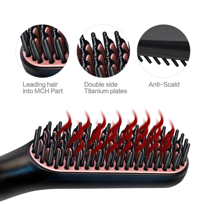 Ionic Hair Beard Straightener Comb Anti-Scald Ceramic Heated Beard Brush Portable Beard Straightening Comb