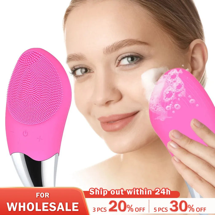 Hailicare Electric Facial Cleansing Brush Massager Waterproof Silicone Sonic Face Massage Cleaner Deep Pore Face Cleansing Brush