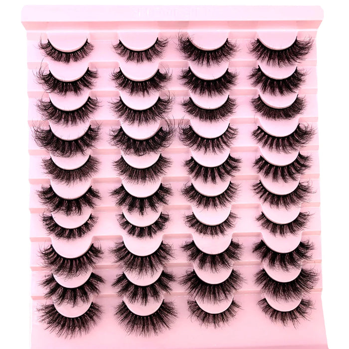 HBZGTLAD 20 Pairs Fluffy 3d Mink Lashes Natural Eyelash Extension Mink False Eyelashes Cilios Faux Cils Makeup Tool Thick Lashes