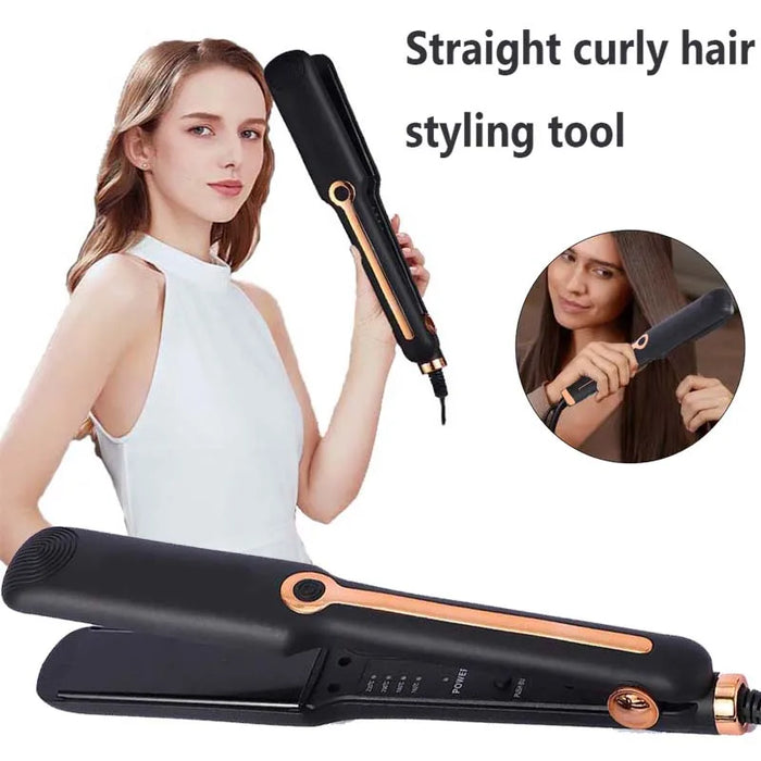 Hair Straightener Fast Ptc Instant  Heating Ceramic Plate Flat Iron Adjustable Temperature 2 In 1 Straight Curler Styling Tool