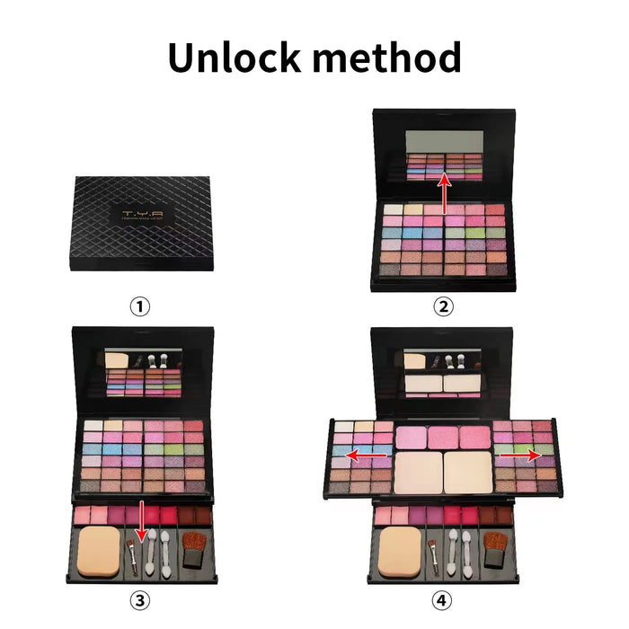 Fashion 49 Color Eyeshadow Palette Set Makeup Set Full Kit 36 Eye Shadow + 8 Lip Gloss +3 Blush +2 Power with Make Up Brush Puff