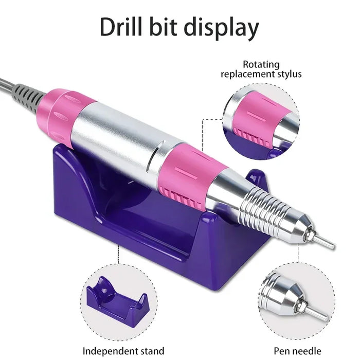 35000RPM Electric Nail Drill Professional Manicure Machine Nail Sander Nails Drill Bit Portable Nail Salon Polisher Equipment