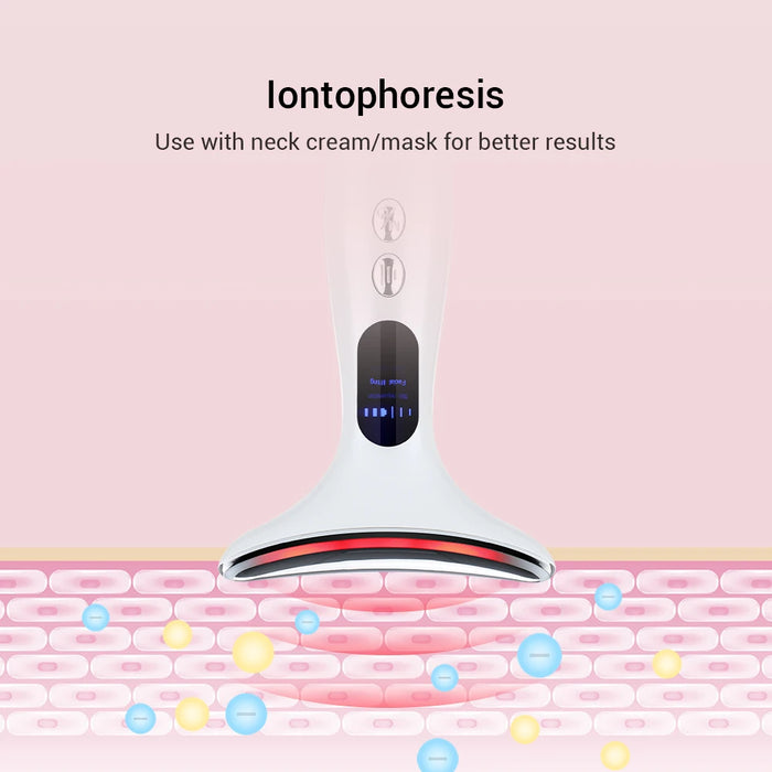 EMS Neck Face Beauty Device LED Photon Therapy Firming Lifting Skin Wrinkle Removal Thin Double Chin Vibration Facial Massager