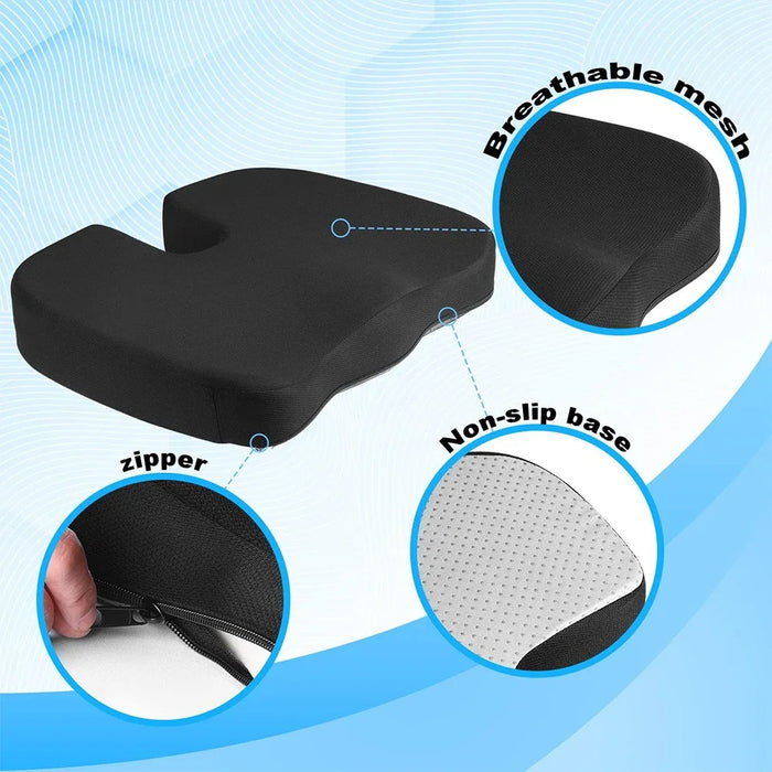 Non-Slip Chair Seat Cushion for Office Chair, Car Seat Cushion, Coccyx Orthopedic Pillow, Desk Chair Memory Foam Sitting Pillow