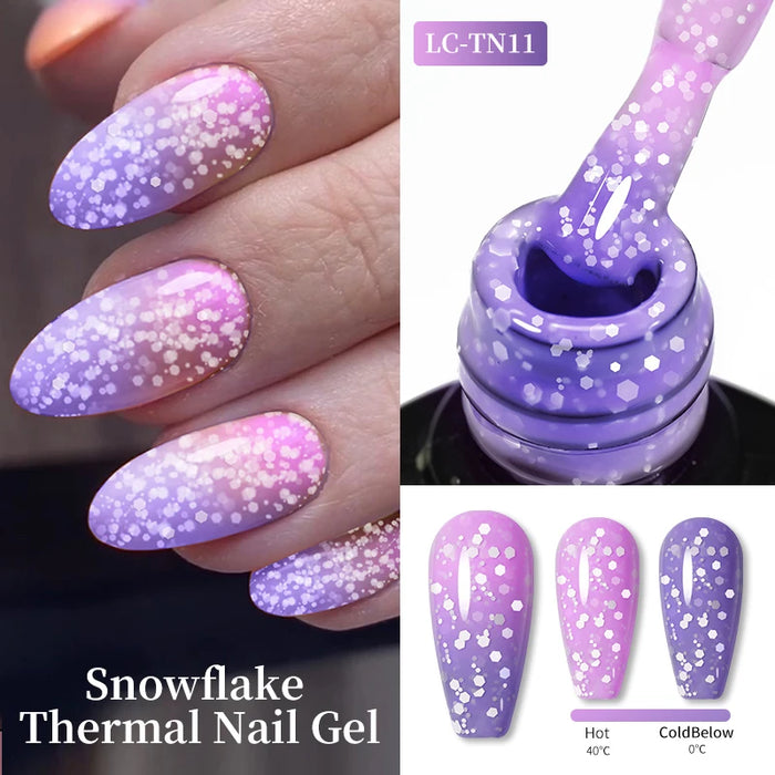 LILYCUTE Thermal Gel Nail Polish Nude Pink Winter Grey Gradient Temperature Color Changing Long Lasting Nail Art Gel Varnish