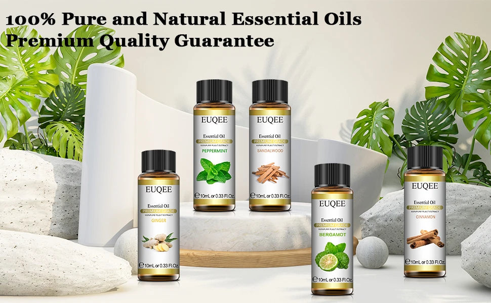 EUQEE 10ml with Dropper Natural Plant Essential Oil For Diffuser Lavender Spearmint Jasmine Eucalyptus Neroli Essential Oils