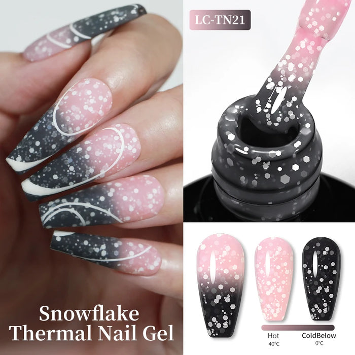 LILYCUTE Thermal Gel Nail Polish Nude Pink Winter Grey Gradient Temperature Color Changing Long Lasting Nail Art Gel Varnish