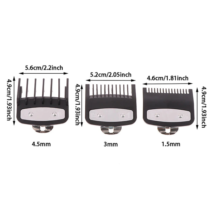 3 Pcs Hair Clipper Guards Guide Combs Trimmer Cutting Guides Styling Tools Attachment Compatible 1.5mm 3mm 4.5mm