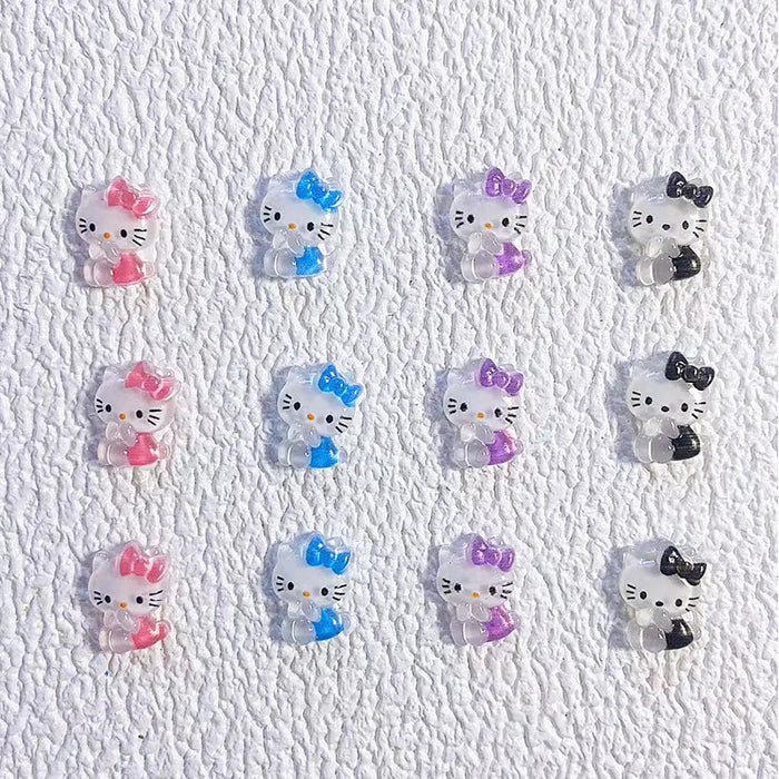 240Pcs/70Pcs MINISO Hello Kitty Kuromi Nail Art Decor Kawaii Cartoon Sanrioed Gems Charms For Manicure DIY Nail Rhinestone Gift