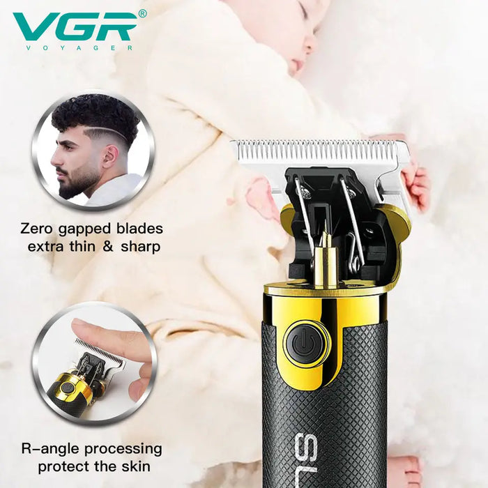 Original VGR Professional USB Electric Hair Trimmer Rechargeable Barber Cordless Hair Clippers For Men Haircut Machine